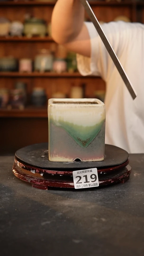 【闪购商品】瓷片219泥泥手工花盆口8高10