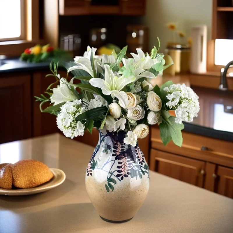 景德镇中式手工手绘大号无孔花瓶民宿摆件桌面客厅插花水养鲜花器