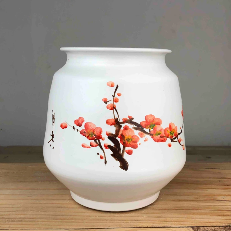 景德镇手工手绘高温釉下彩花瓶花盆新中式复古陶瓷插花花器摆件