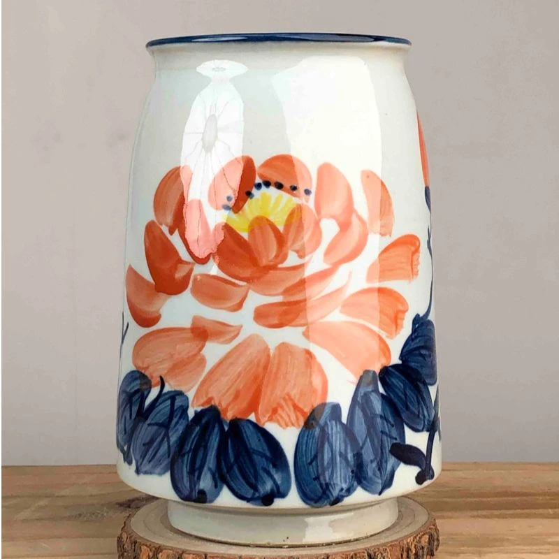 景德镇手工手绘高款老桩瓶无孔花盆花瓶花器干花鲜花绿植盆筷子筒