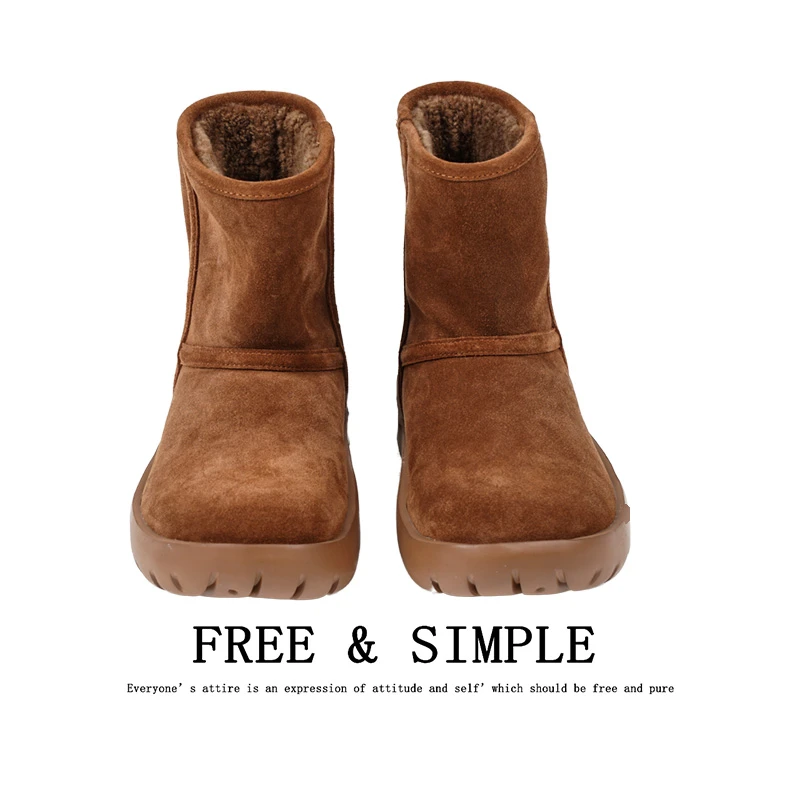 【FreeSimple】‘专属天使’牛皮鞋秋冬保暖美拉德色系雪地靴-919-1