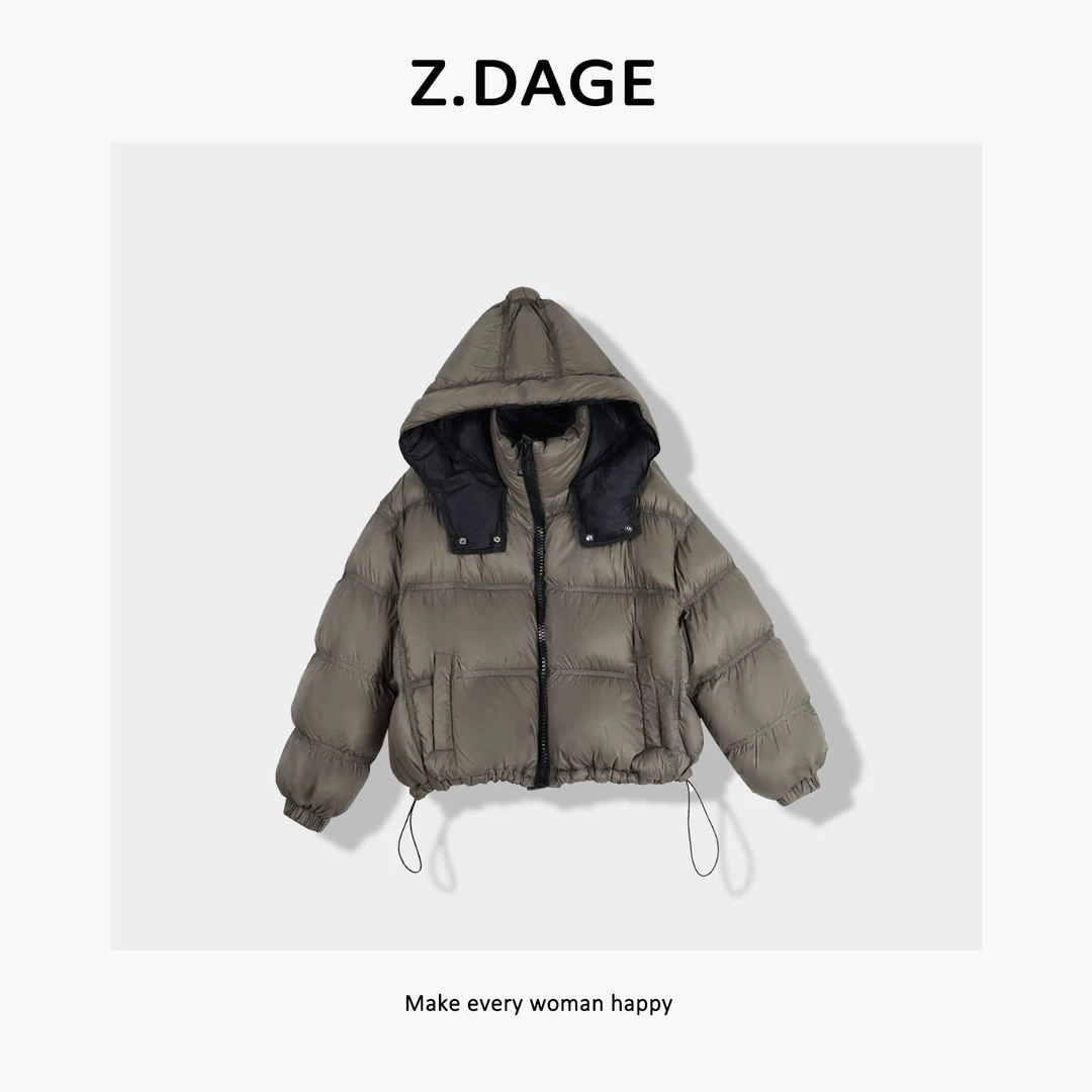 z.dage‘纸片人’时尚韩系极简百搭撞色云朵感羽绒服外套-8603