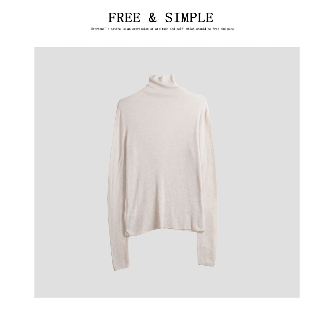 【FreeSimple】'戒不了'100水溶羊毛24年春高领T恤显瘦上衣-s10685