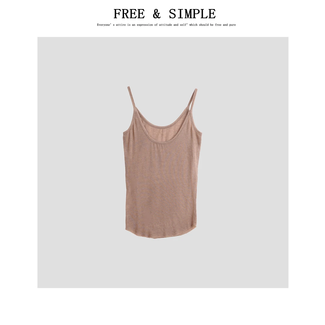 【Freesimple】- 纯色简约吊带女新款百搭气质休闲背心-Y058