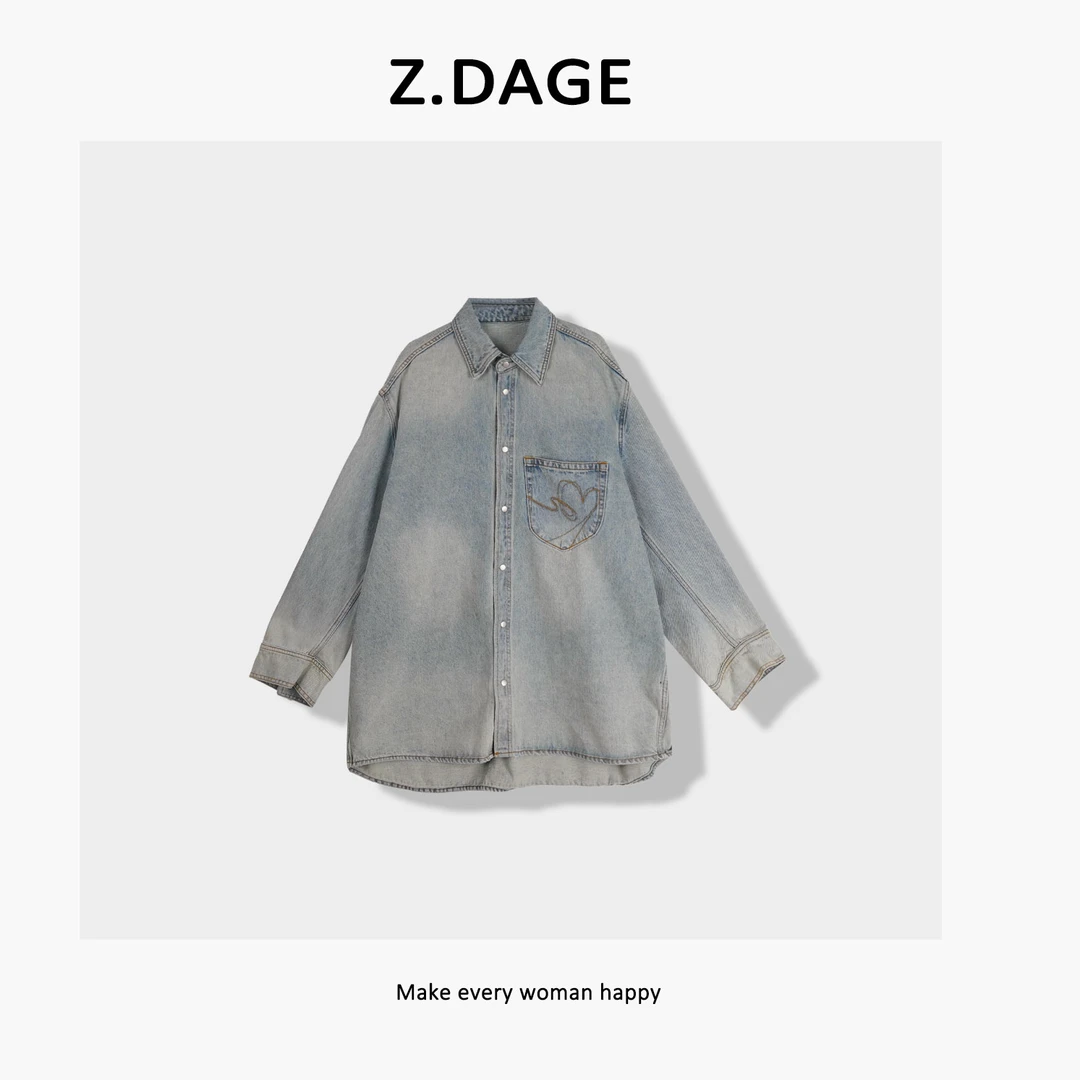 z.dage‘渐变牛仔’时尚街头潮牌水洗设计牛仔衬衫-189899