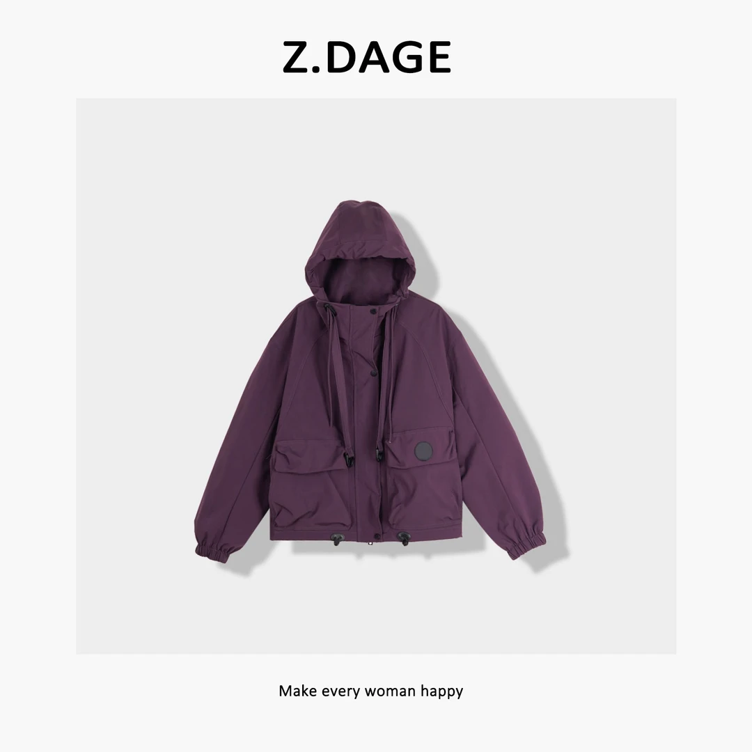 z.dage‘北欧港风’时尚街头风中性风夹克口包连帽外套-8112