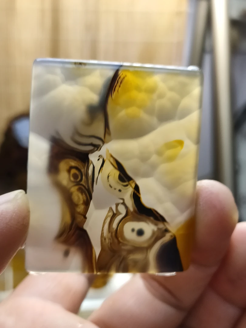 天然海玉  巴玉像形花牌