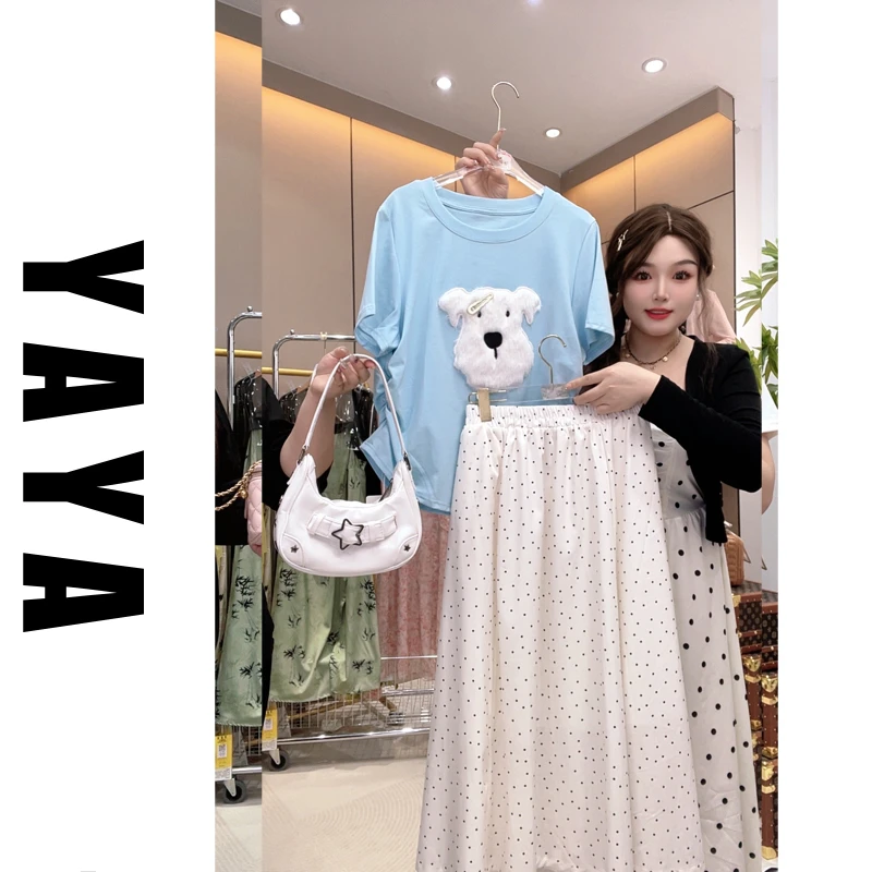 【346】单裙子大码白色波点半身裙