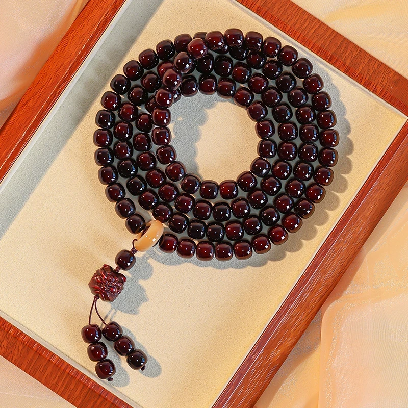 国风108颗菩提根手串手持多圈搭配醒狮文玩盘玩菩提子男女佛珠串