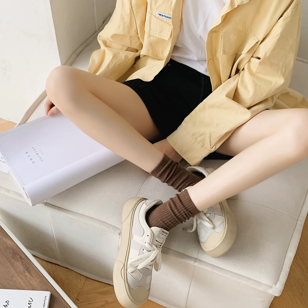 4双【美拉德色系】品质棉中筒短袜子女ins网红春秋黑白色