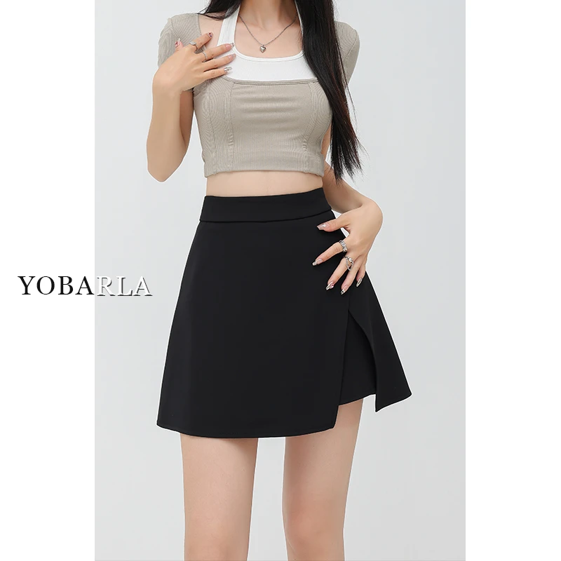 黑色高腰西装短裙女夏新款大码胖mm包臀显瘦a字梨型身材半身裙裤