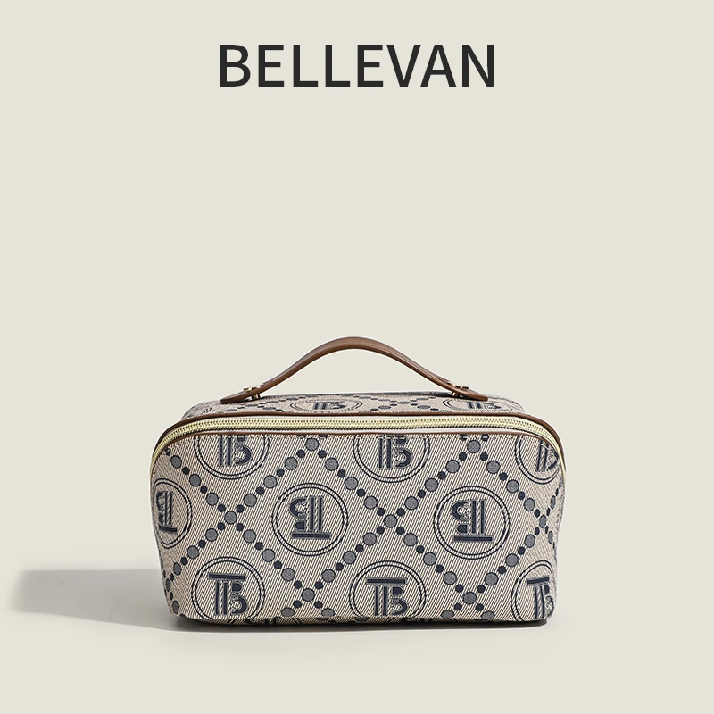 【BELLEVAN】2024新款化妆包高档时尚字母简约便携大容量女士洗漱包