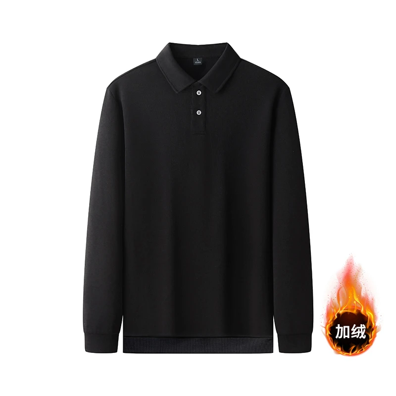 GUOGIEE/古玑¬男士商务秋冬纯色长袖POLO衫百搭加绒休闲男装