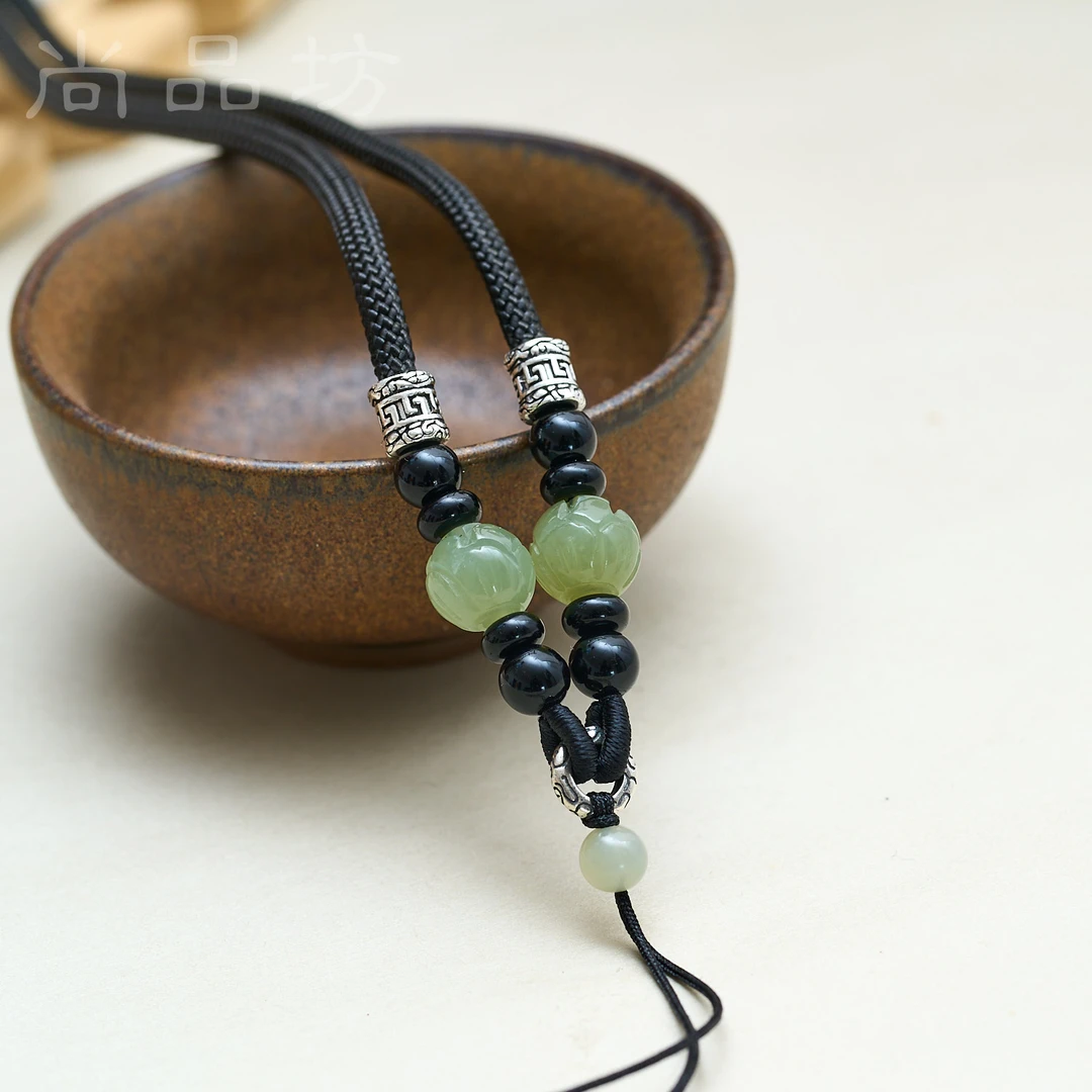 粗款纯银吊坠挂绳吊绳男款项链吊坠配绳平安扣