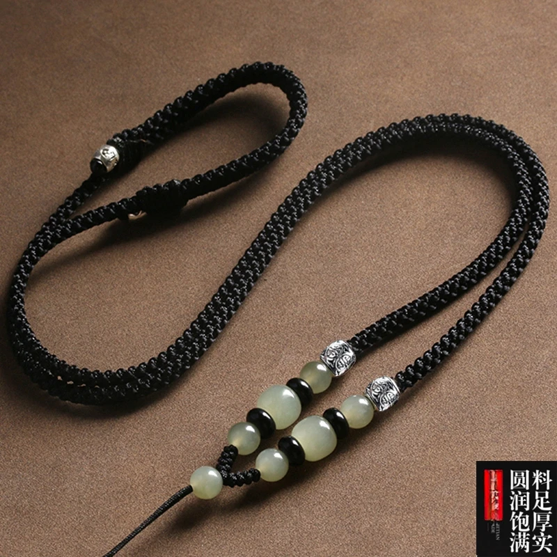 手工编织高货老型珠玉坠玉佩挂件绳吊坠项链绳可调节