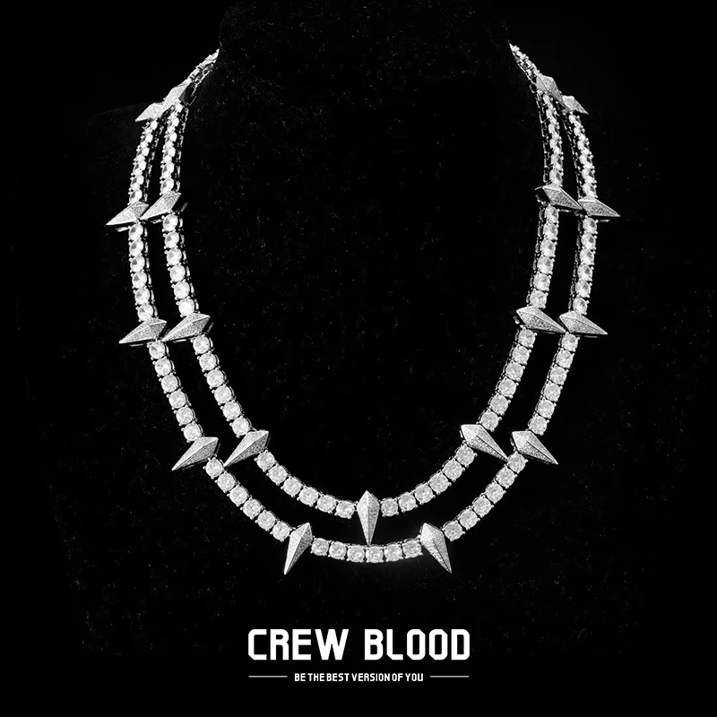 铜合成锆石项链 CREW黑豹同款满钻锆石美式嘻哈项链男女说唱百搭