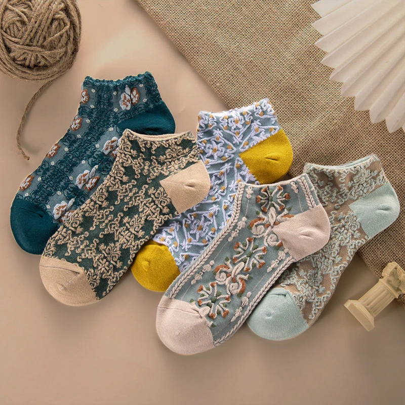 袜子女短袜春夏季复古森系韩版高贵宫廷风文艺学生立体女袜ins潮