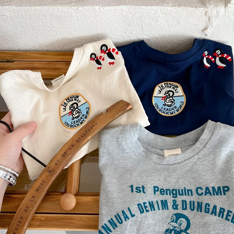 可爱潮牌2024夏季圆领短袖儿童上衣男女童T恤潮款宝宝夏季百搭ins