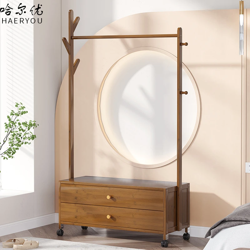 衣帽架落地式可移动主卧室晚上睡觉放衣服收纳架室内小户型挂衣架