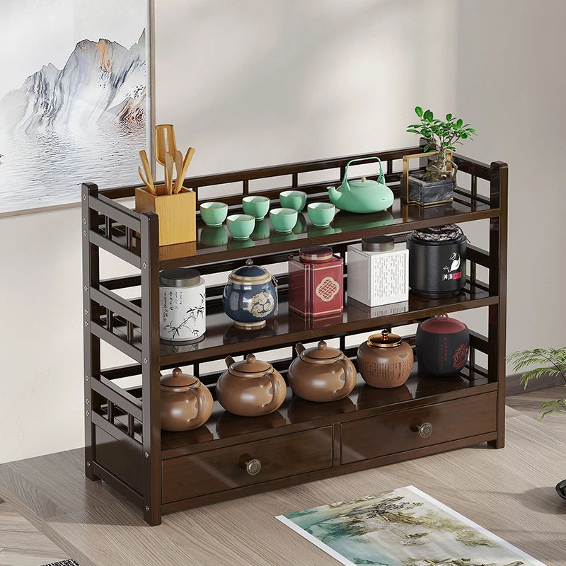 茶水柜置物架中式办公室家用茶桌多功能桌面茶叶架客厅禅意小茶台