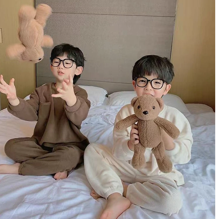 【Jimmy妈专属】秋冬季云朵绒睡衣男女童加绒加厚保暖长袖圆领套装