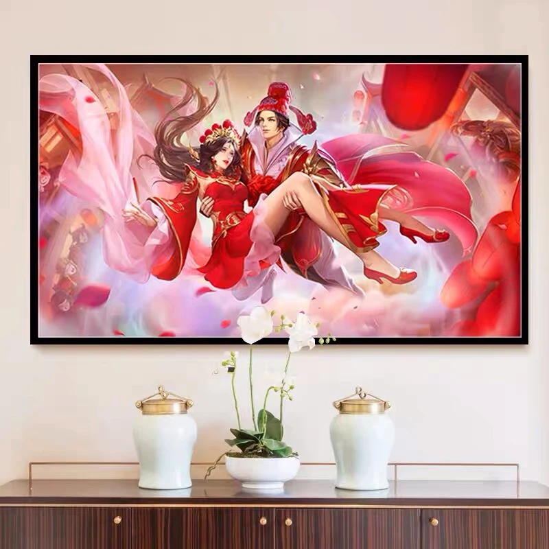 【小梦】DIY数字油画填色零基础画手绘王者荣耀丙烯画色彩上色简单