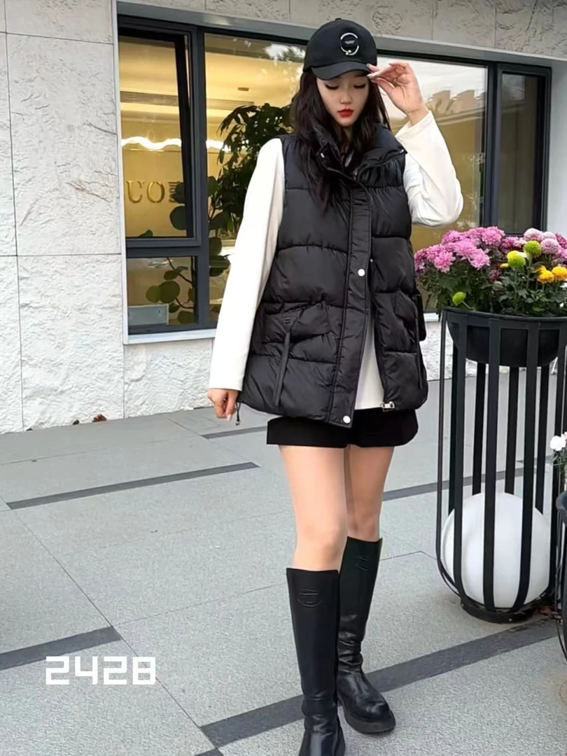 【熊胖推荐】自在都市/260斤秋冬新款时尚立领宽松棉马甲2428#