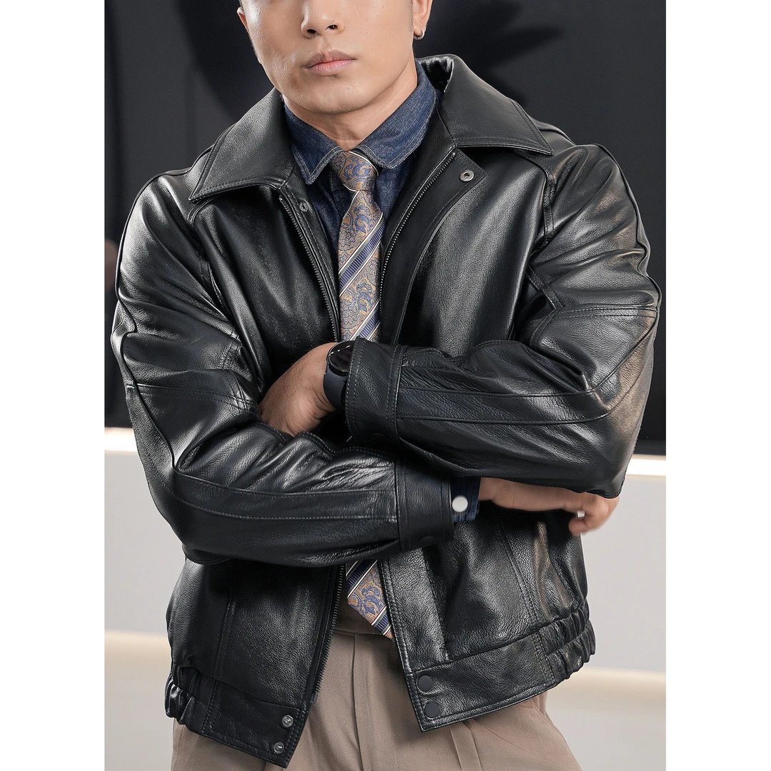 官官真皮 头层山羊皮9876 男士休闲港风 春秋时尚百搭修身