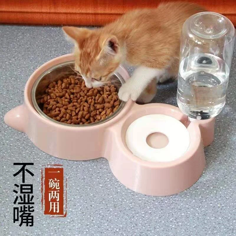 Z105猫狗喂食器宠物猫碗狗盆双碗自动饮水食盆粮水防打翻饭盆宠物