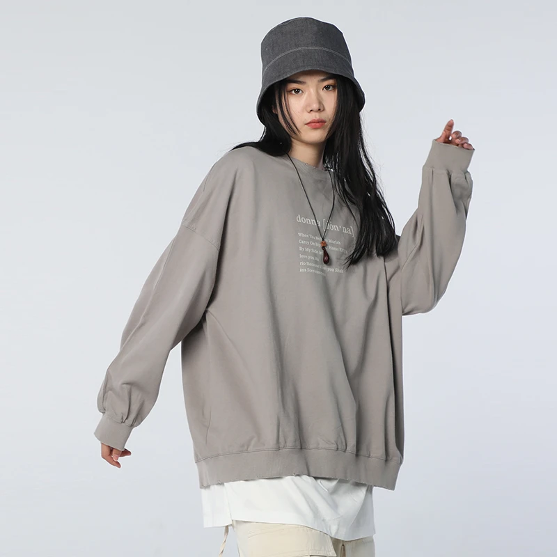 J女装瑕疵品152031702春季宽松时尚女两件套卫衣圆领套头中长款