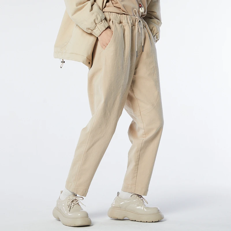 女装瑕疵品16223228女士休闲百搭长裤磨毛薄绒秋季新款松紧腰纯色