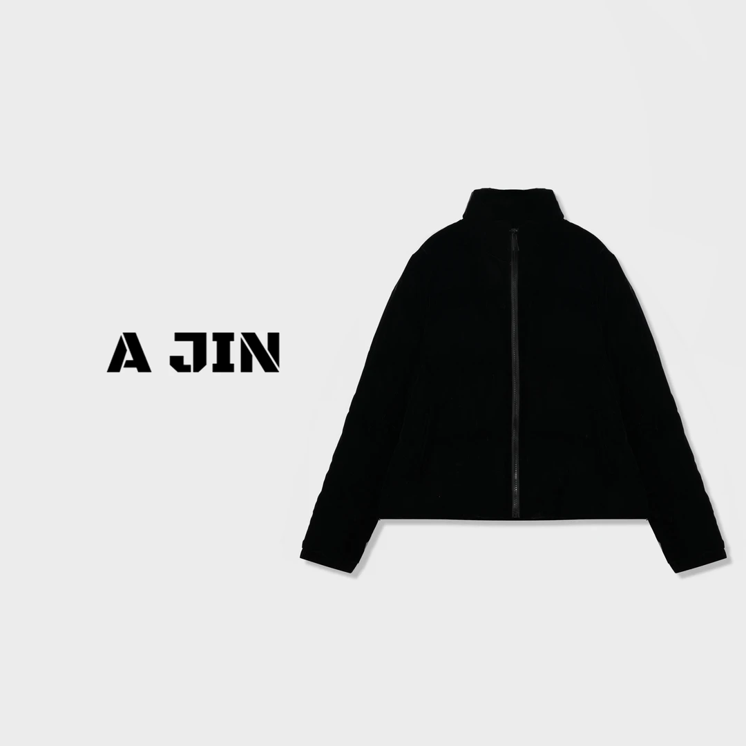 【高奢私服】AJIN百搭设计感立领丝绒防寒宽松短款羽绒服