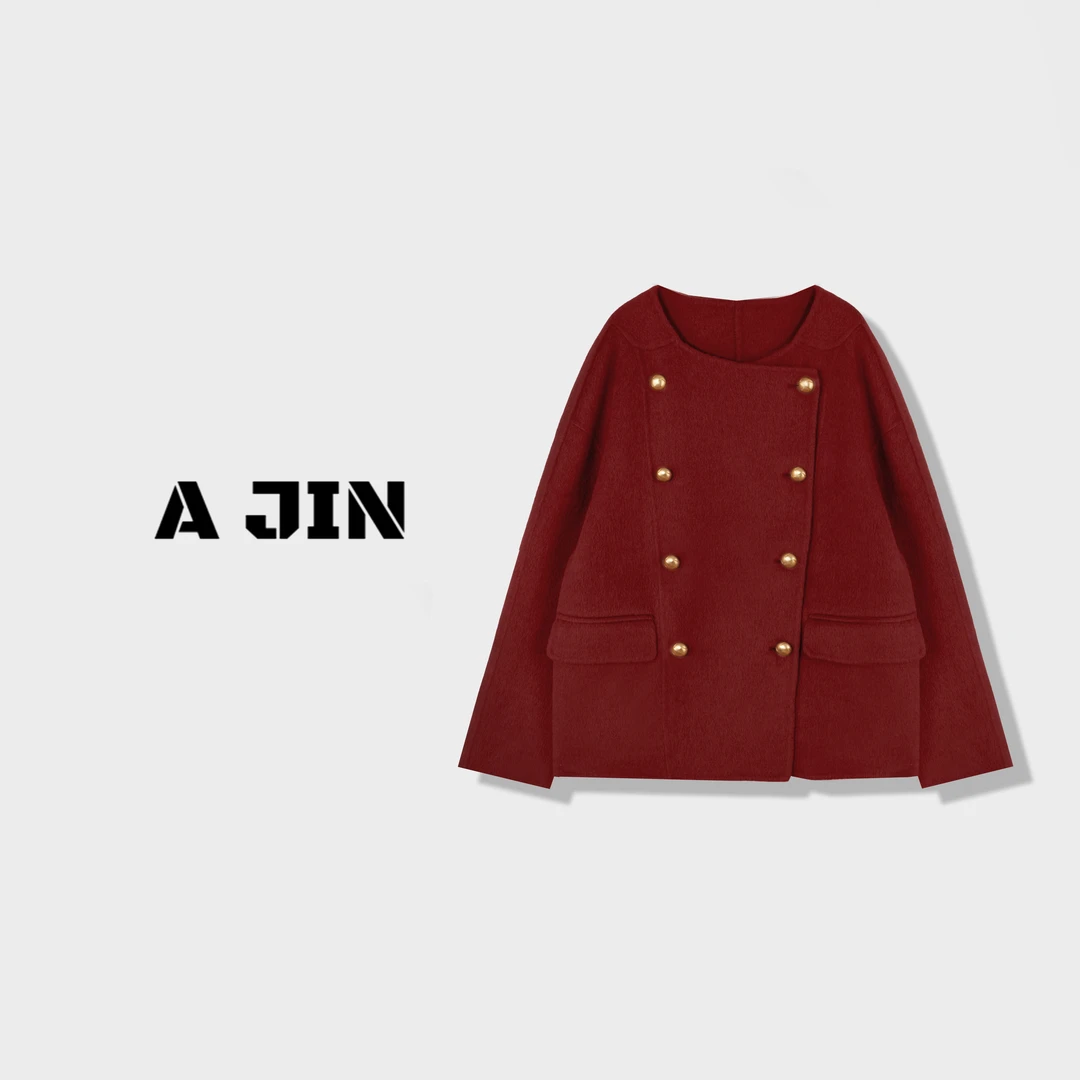 7809【闪耀冬日】A JIN实羊驼毛呢双面羊毛大衣名媛款小个子秋冬