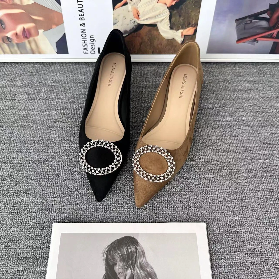 春夏季新款舒适时尚休闲女鞋气质水钻百搭尖头鞋冷粘工艺88017