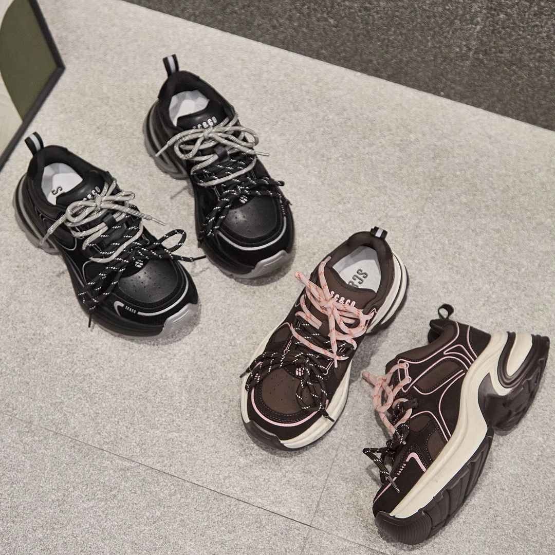 【洋弟】时尚休闲女鞋百搭舒适老爹鞋ins潮鞋厚底冷粘工艺8255//HMT