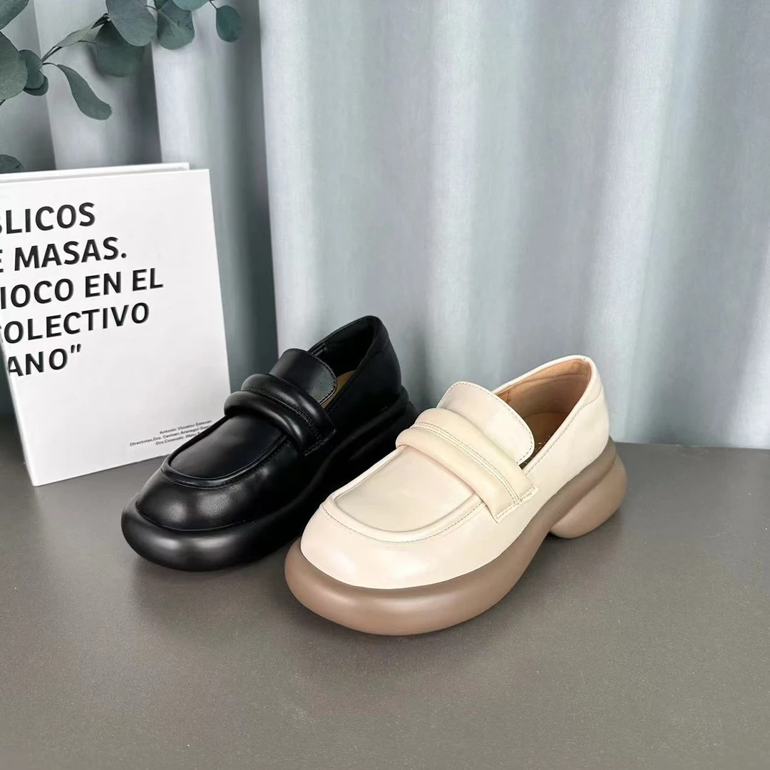 冬季保暖百搭时尚软底乐福鞋一脚蹬厚底圆头舒适休闲女鞋0133//AL