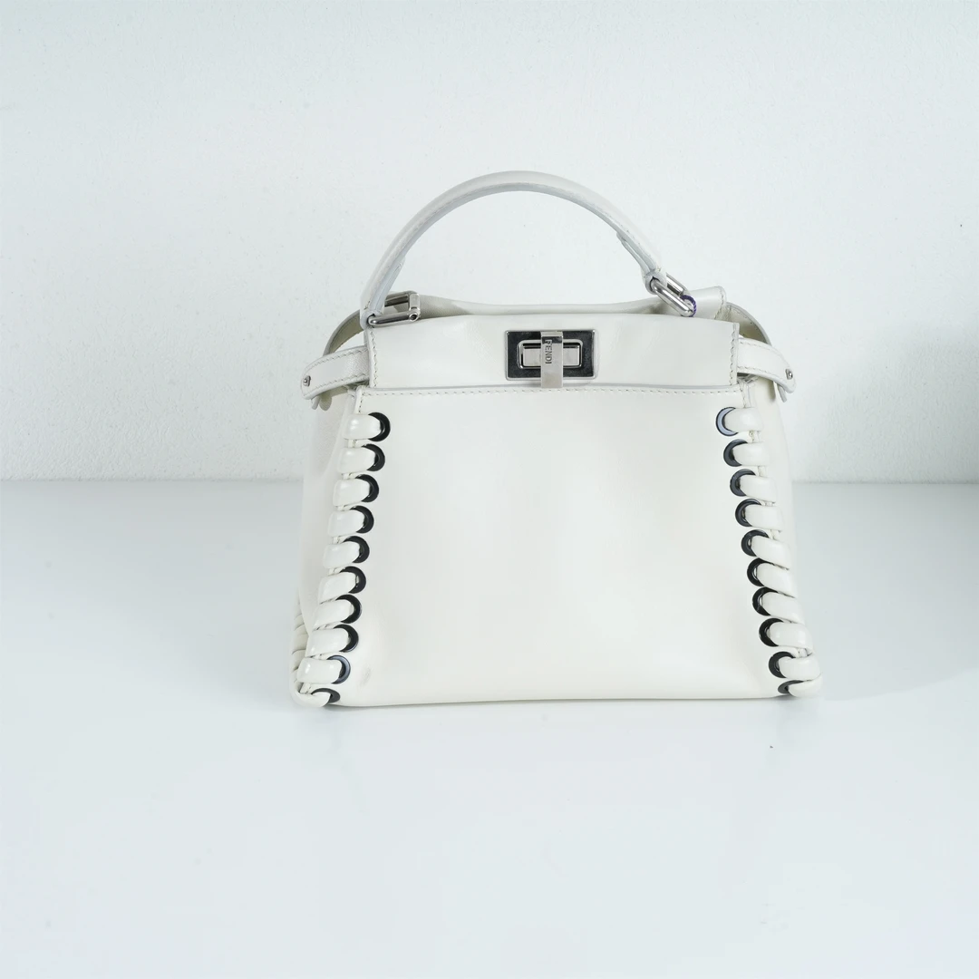 95新 FENDI/芬迪 97新/芬迪/peekboo/白色/手提斜挎包