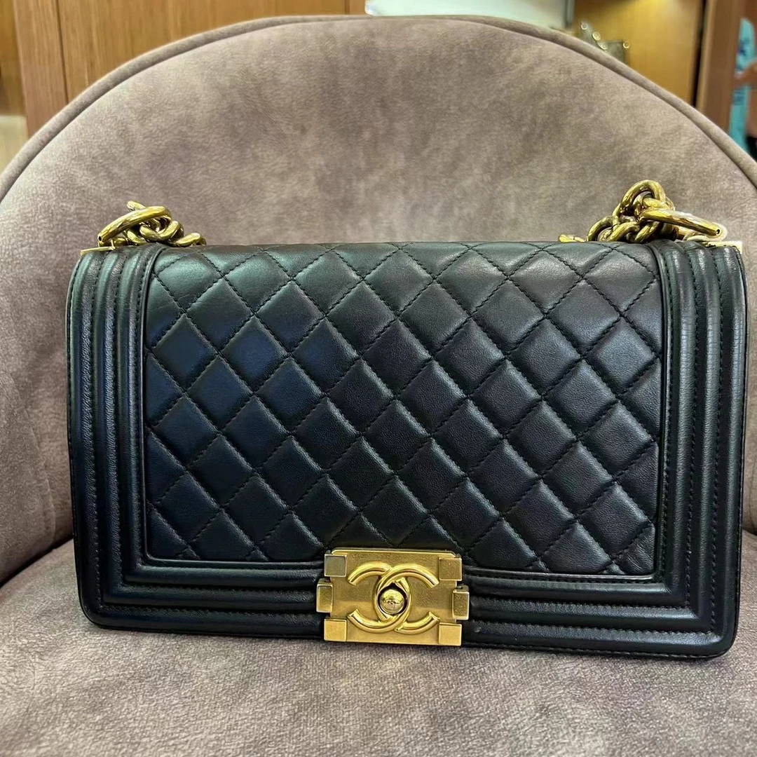 95新 Chanel/香奈儿 【八月】黑金/LEboy中号（1983）
