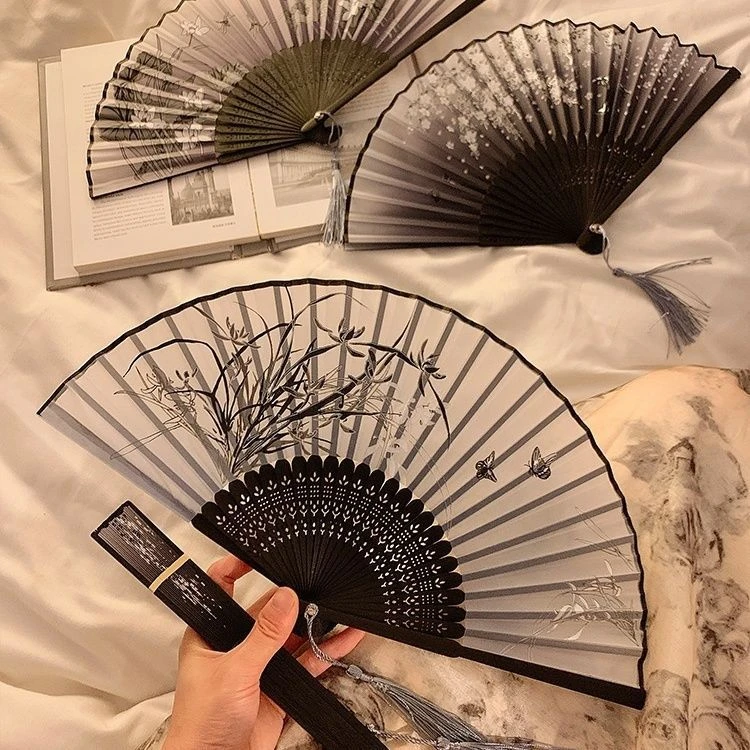 古风折扇中国风小扇子随身携带汉服马面裙舞蹈新中式夏天折叠竹扇