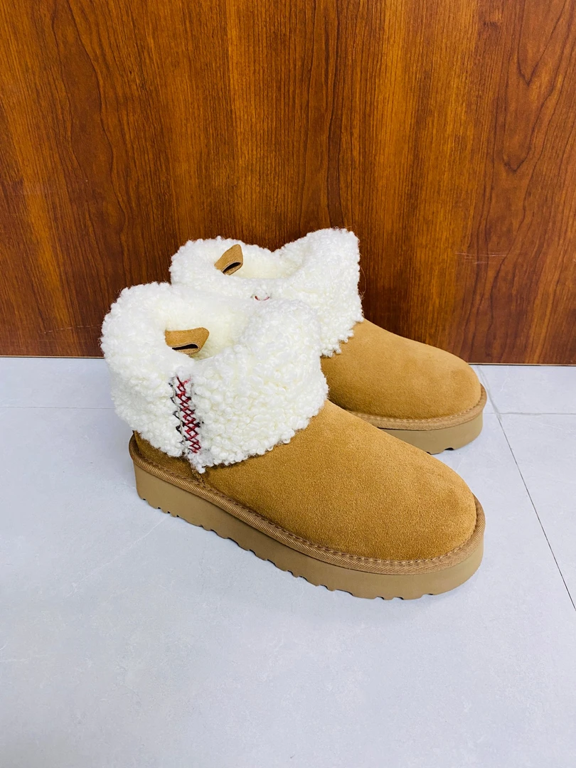 ［桑坡］新款厚底民族风卷毛时尚百搭潮流时髦保暖雪地靴冬季舒适