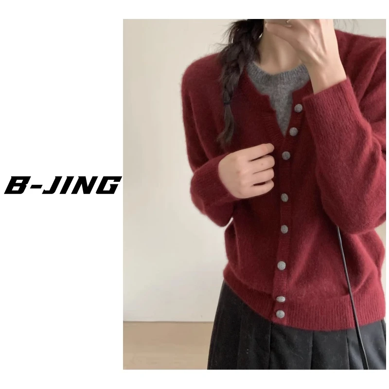 【米轩家】开衫剪刀领长袖百搭气质时尚