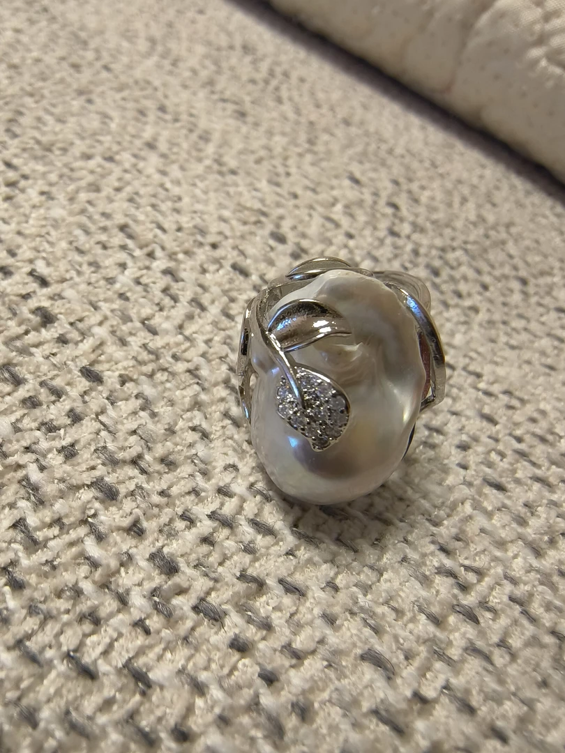 合金仿珍珠戒指 天然巴洛克珍珠戒指