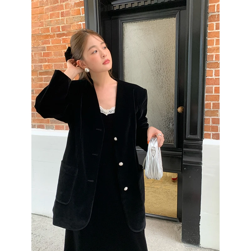 喜洋洋小黑裤 小香风显瘦气质黑色复古宽松名媛秋冬