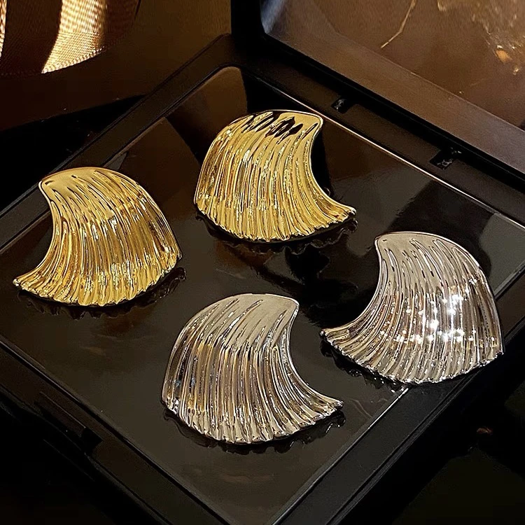 铜合金耳饰 欧美金银色耳钉女小众设计感高级耳环气质轻奢耳饰