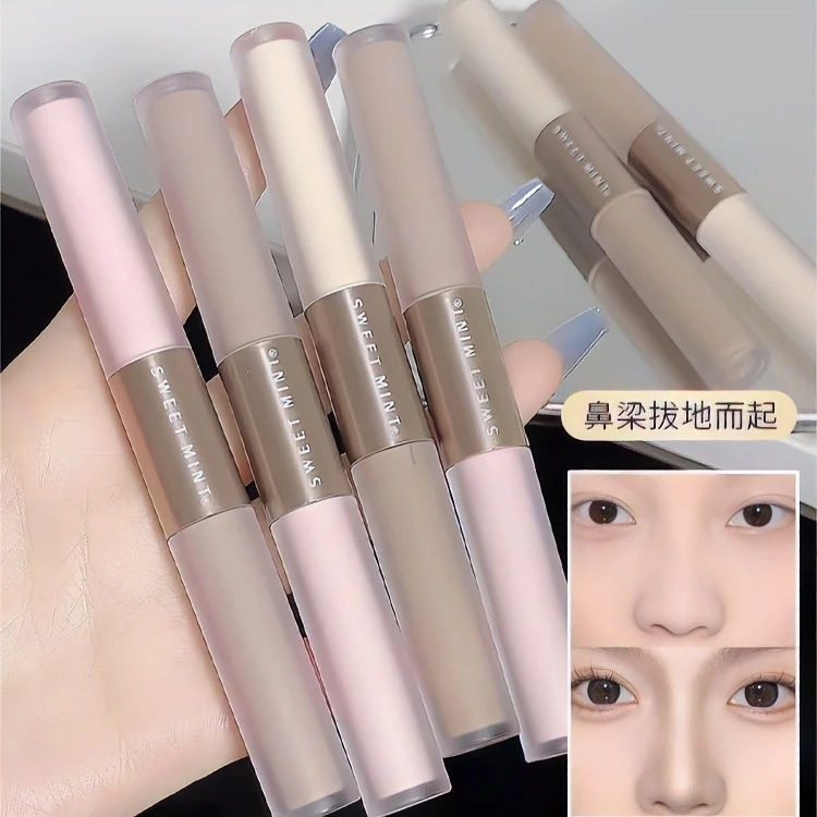 双头高光修容液立体鼻影侧影修饰脸部提亮膏遮瑕泪沟哑光水泥棒笔