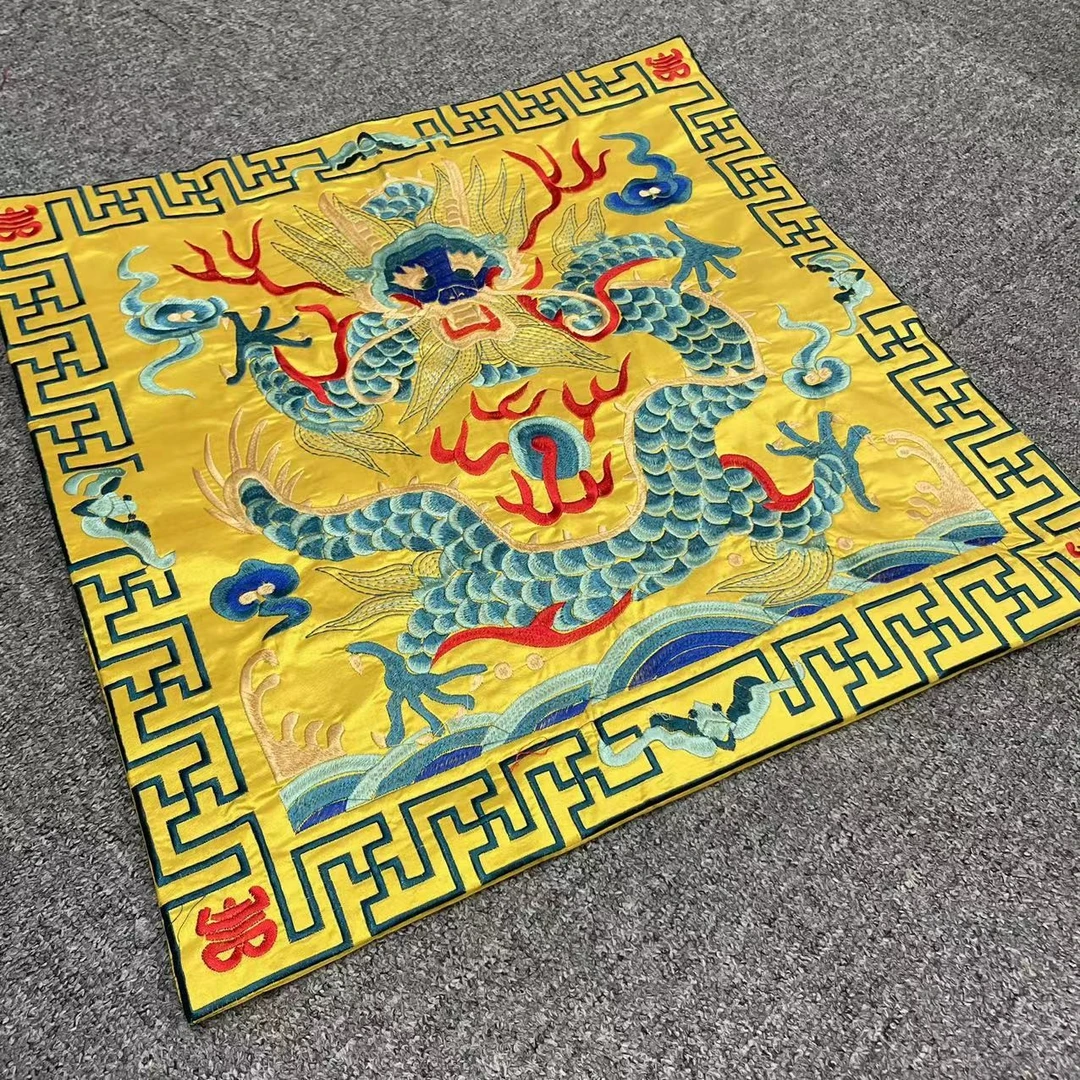 凤徕兮私人定制黄色龙纹图案坐垫(211-13）