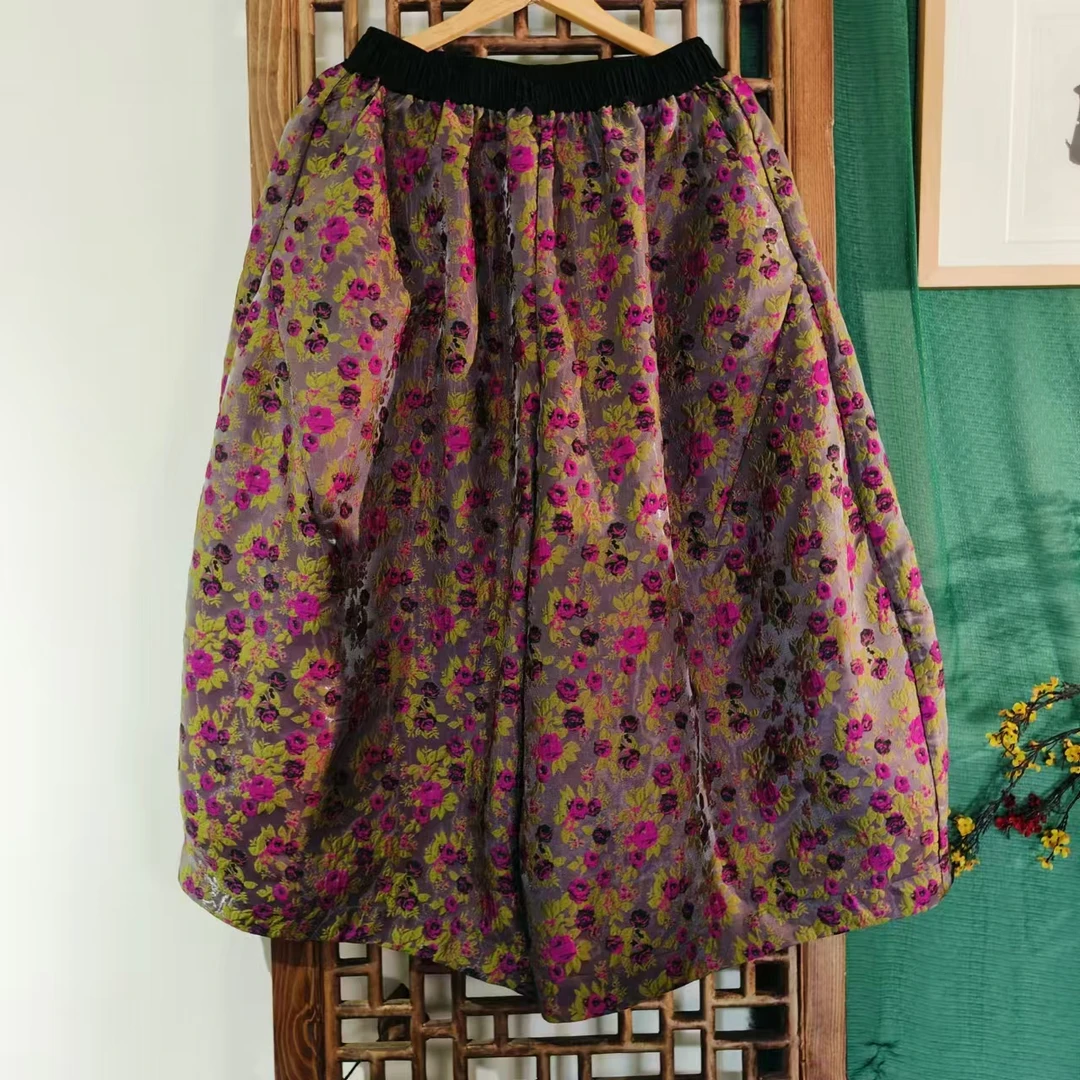 凤徕兮私人定制粉紫色小碎花半松紧花苞裤（LK040-45）