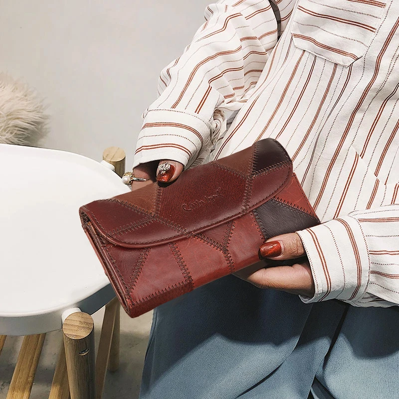 时尚女士钱包真皮复古卡包多功能长款皮夹休闲2024新款百搭牛皮