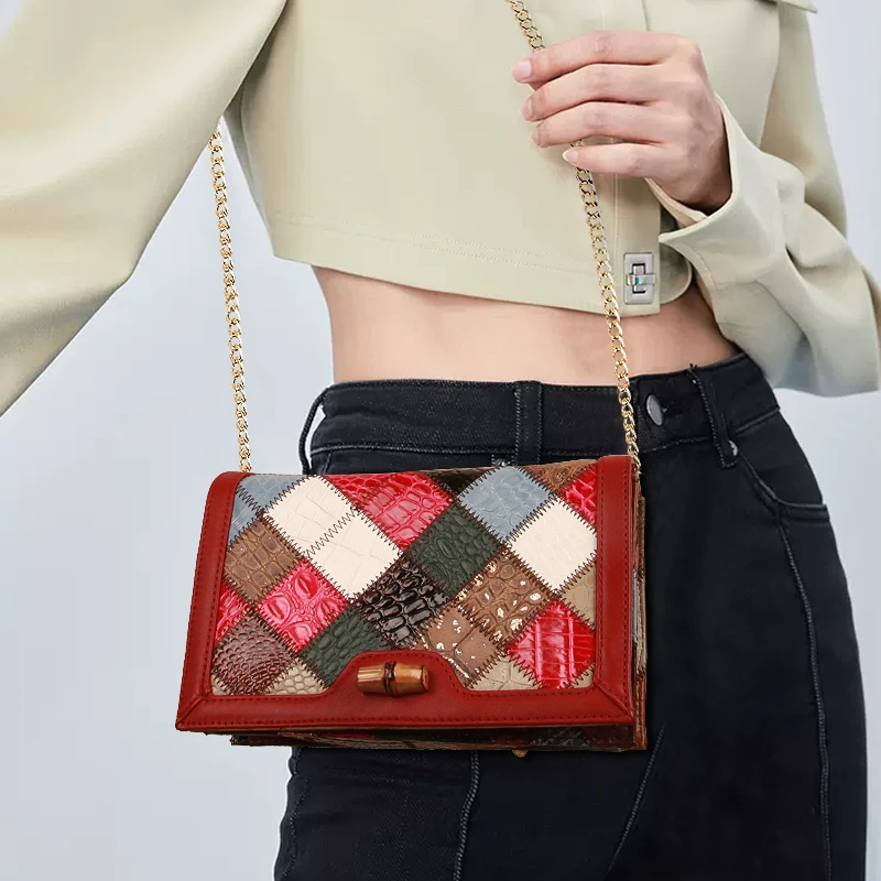 女士单肩包真皮斜挎手机包2024新款格调百搭小众竹节气质小包包