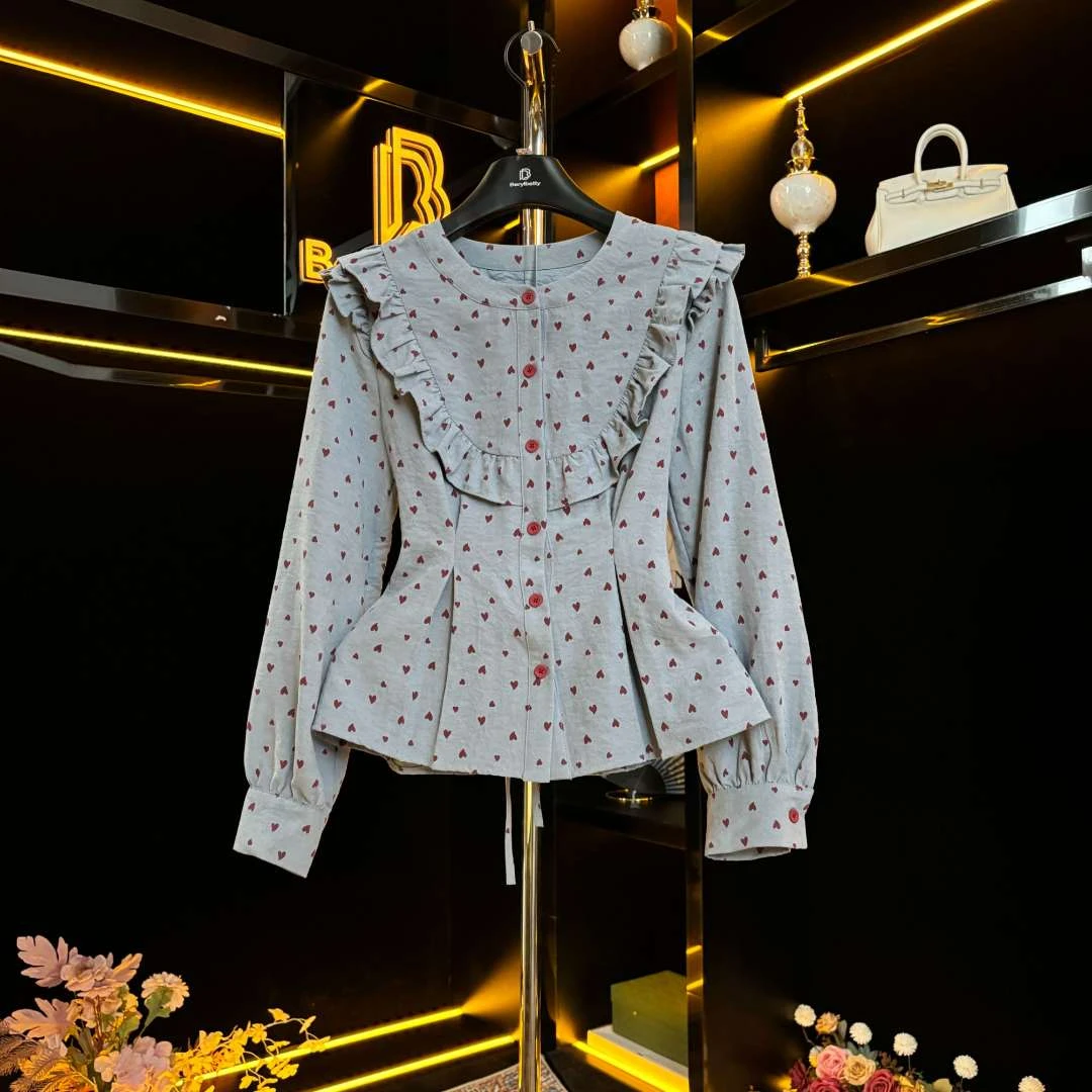 berylbetty轻奢百搭修身秋时尚气质高级灰色显瘦上衣YX B1296